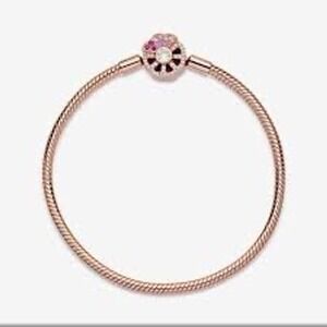 Pandora China Exclusive Rose MomentsPink Fan Clasp Snake Chain Bracelet